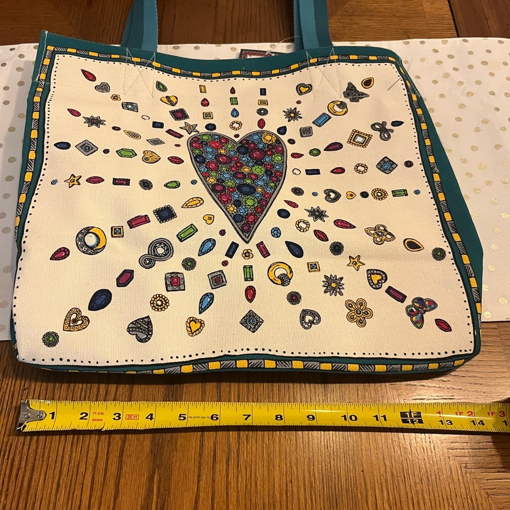 Brighton LOVE Jewel Heart Canvas Tote Bag New Retail $100 - Picture 3 of 12